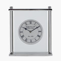 Freestanding Silver and Glass Table Clock