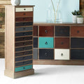 Pacific Loft Blue Multicoloured Pine Wood 13 Drawer Unit