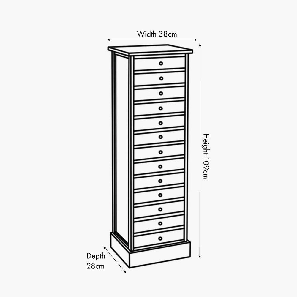 Pacific Loft Blue Multicoloured Pine Wood 13 Drawer Unit