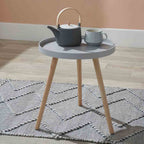 Pacific Halston Light Grey Wood Veneer and Natural Pine Wood Side Table