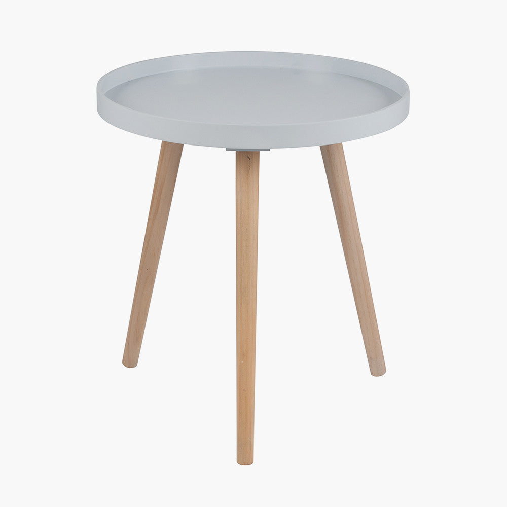 Pacific Halston Light Grey Wood Veneer and Natural Pine Wood Side Table