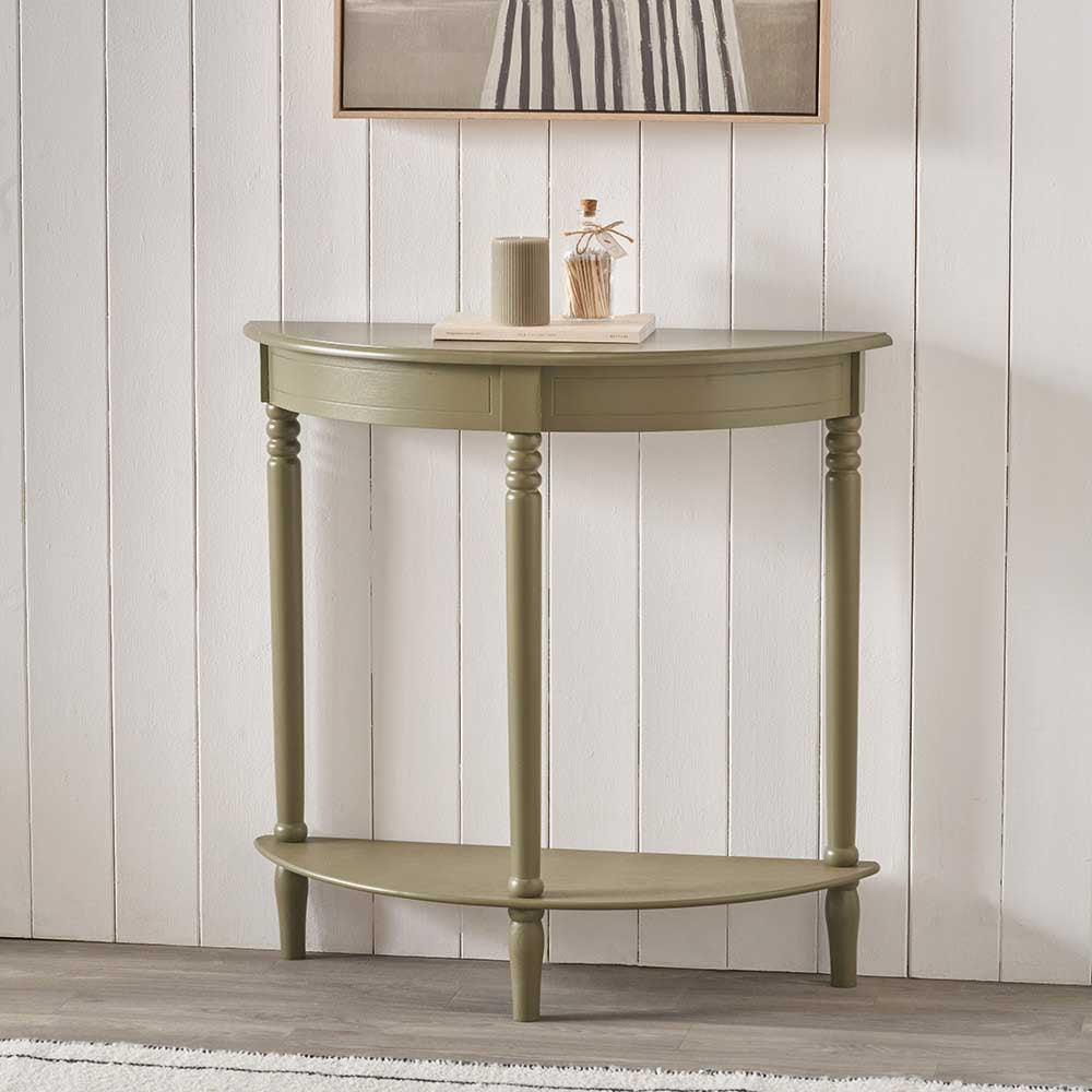 Pacific Heritage Olive Pine Wood Half Moon Console Table