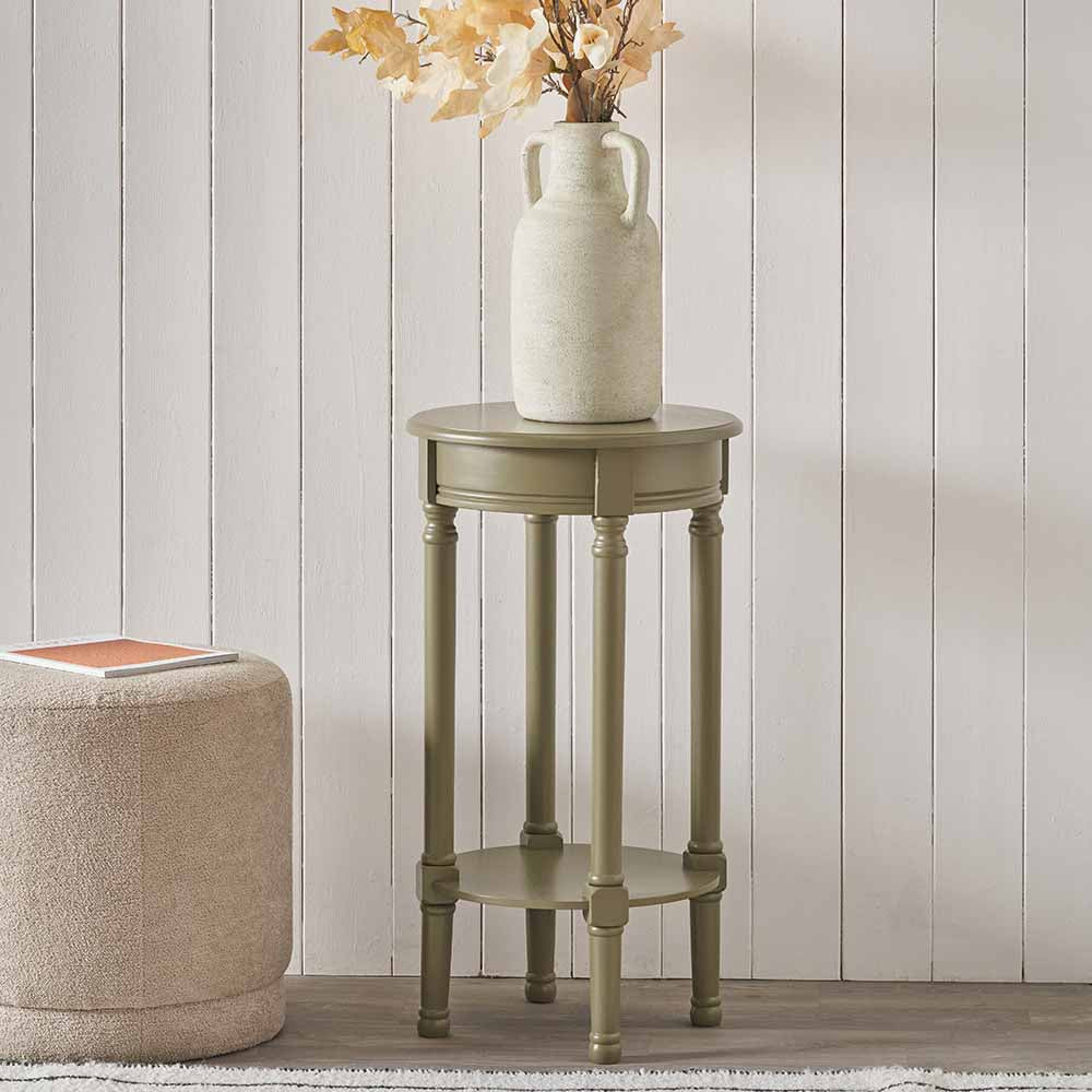 Pacific Heritage Olive Pine Wood Round Accent Table