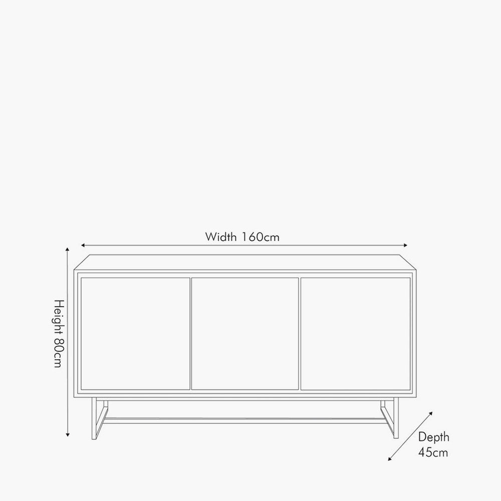 Pacific Marca Sand Wash Acacia Wood and Black Metal 3 Door Sideboard