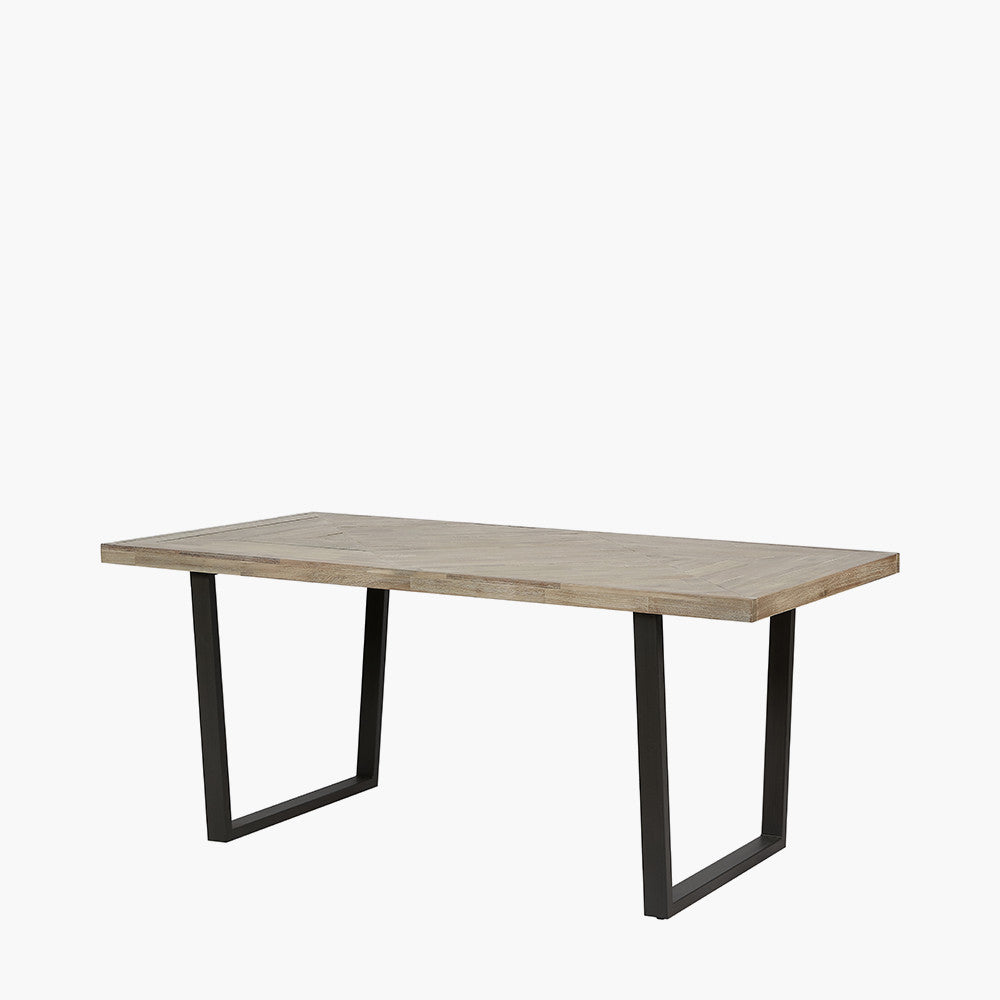 Pacific Marca Sand Wash Acacia Wood and Black Metal Dining Table