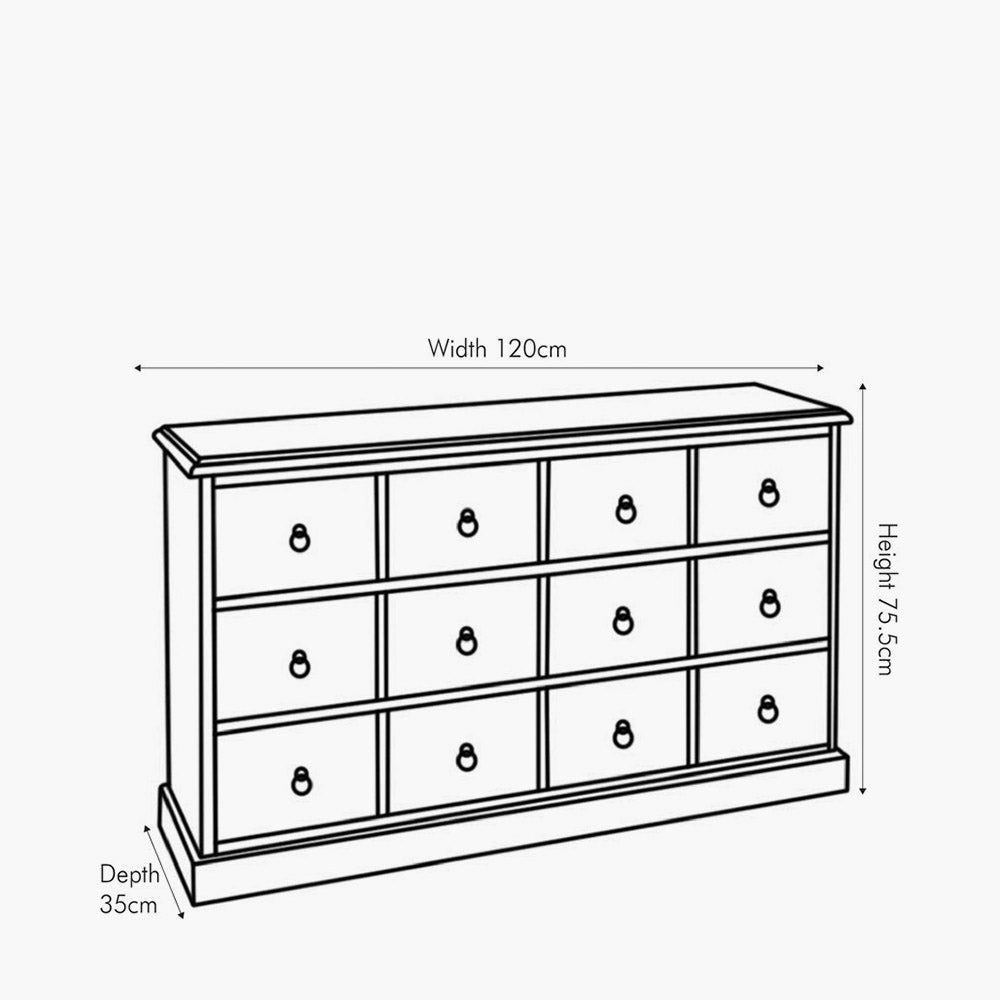 Pacific Loft Sage Multicoloured Pine Wood 12 Drawer Unit