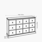 Pacific Loft Sage Multicoloured Pine Wood 12 Drawer Unit