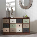 Pacific Loft Sage Multicoloured Pine Wood 12 Drawer Unit