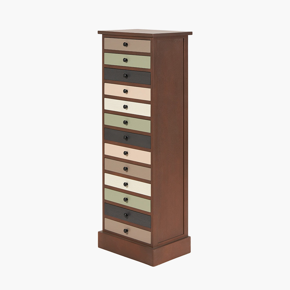 Pacific Loft Sage Multicoloured Pine Wood 13 Drawer Unit