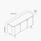 Pacific Elias Dark Ash Wood Retro 3 Door Sideboard