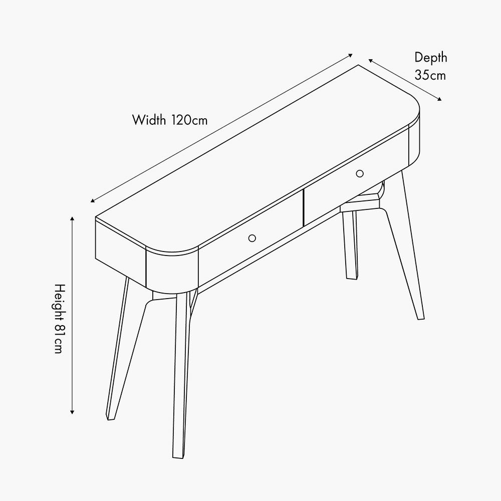 Pacific Elias Dark Ash Wood Retro 2 Drawer Console Table