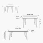 Pacific Elias Dark Ash Wood Retro Set of 2 Coffee Tables