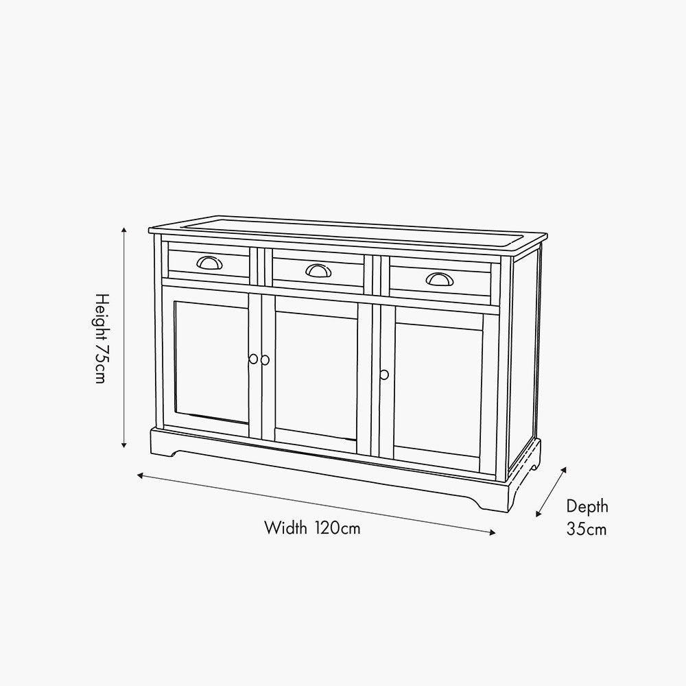Pacific Croft Olive Pine Wood 3 Door 3 Drawer Unit