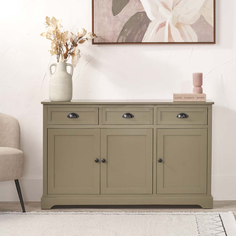 Pacific Croft Olive Pine Wood 3 Door 3 Drawer Unit