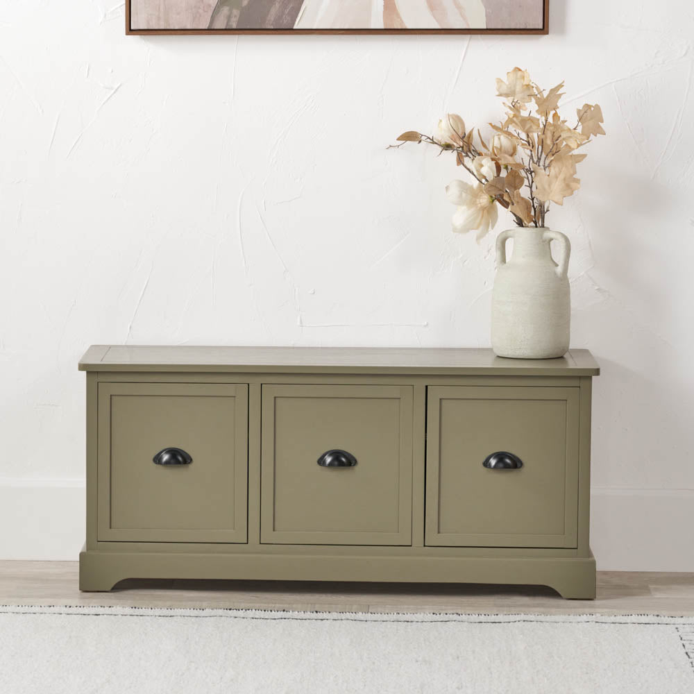 Pacific Croft Olive Pine Wood 3 Drawer Unit