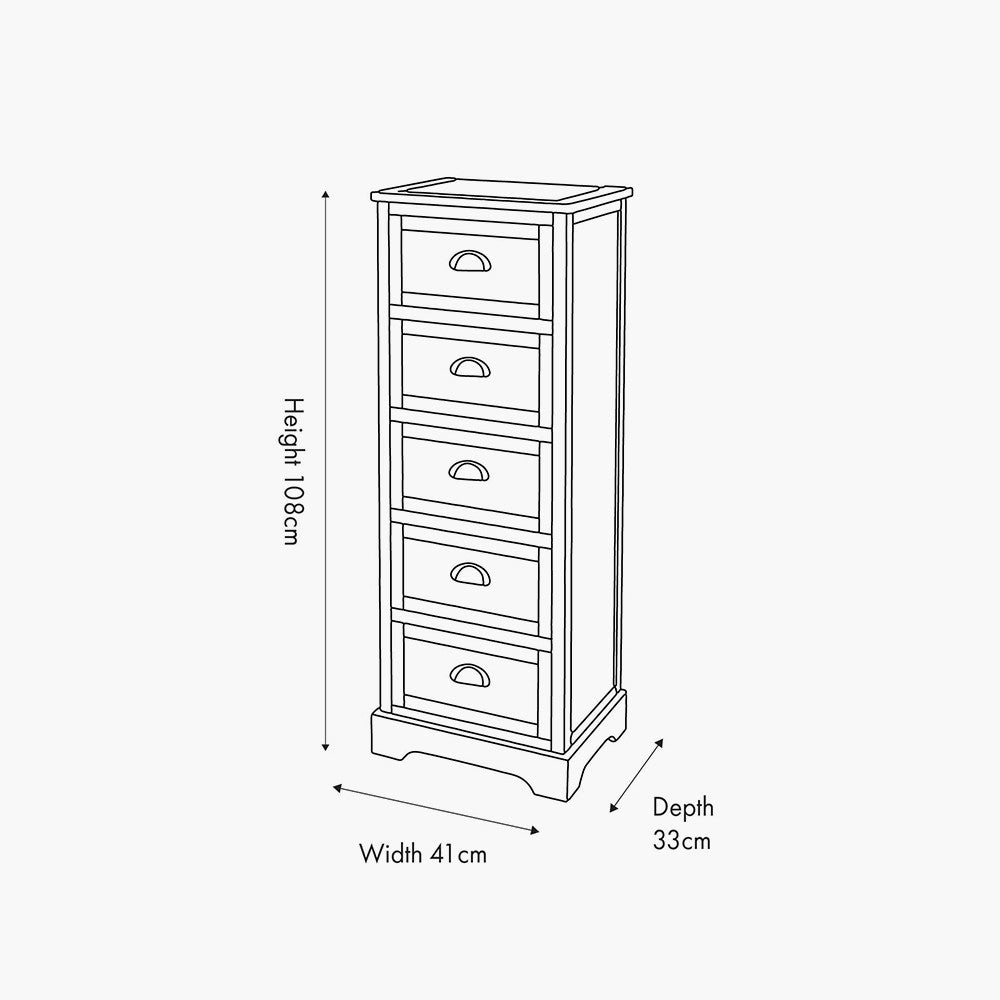 Pacific Croft Olive Pine Wood 5 Drawer Unit