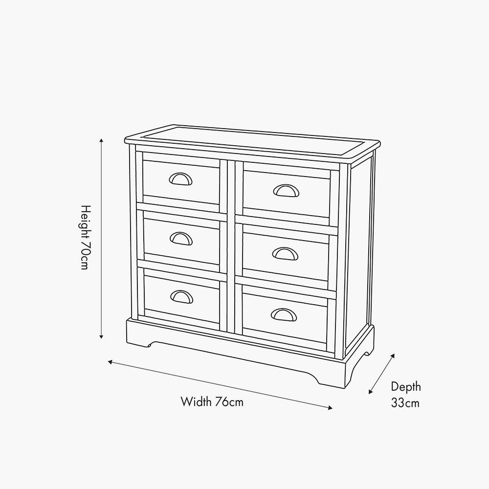 Pacific Croft Olive Pine Wood 6 Drawer Unit
