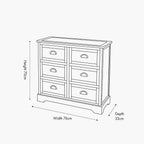 Pacific Croft Olive Pine Wood 6 Drawer Unit