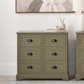 Pacific Croft Olive Pine Wood 6 Drawer Unit