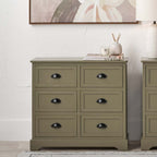 Pacific Croft Olive Pine Wood 6 Drawer Unit