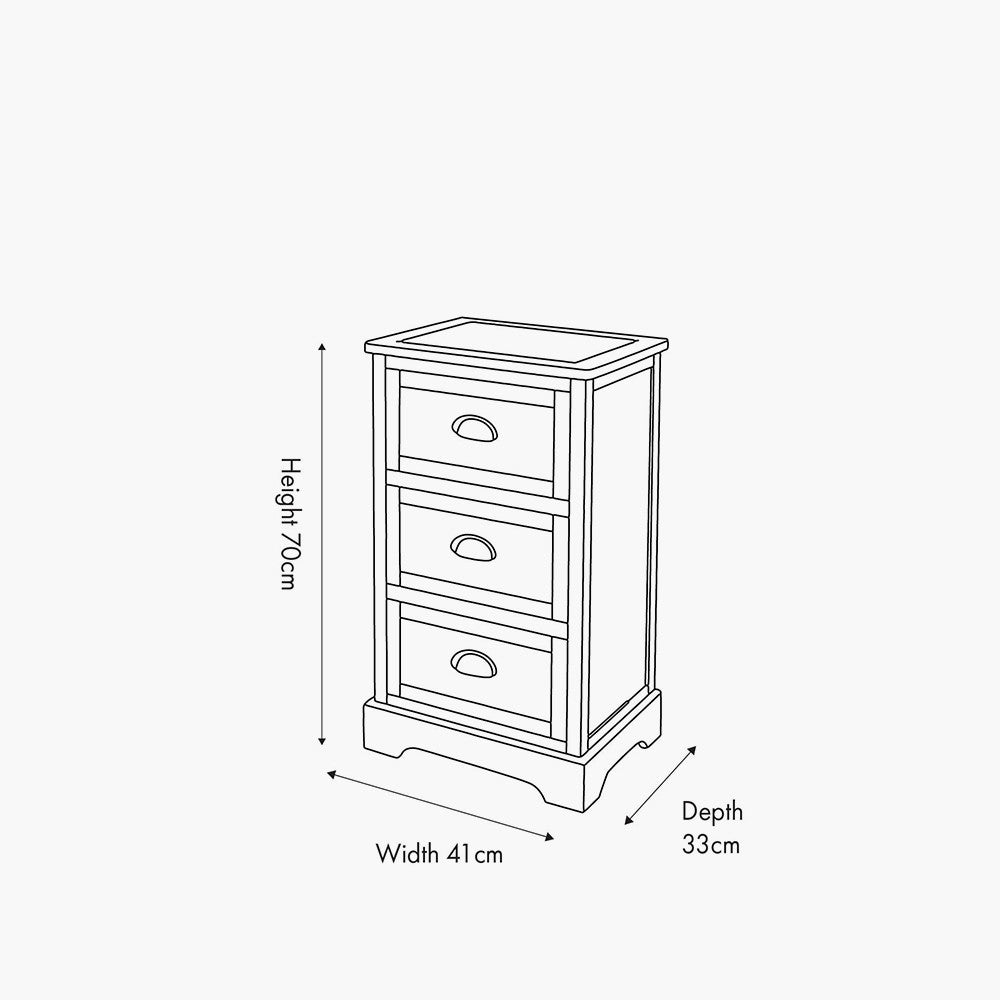 Pacific Croft Olive Pine Wood 3 Drawer Unit