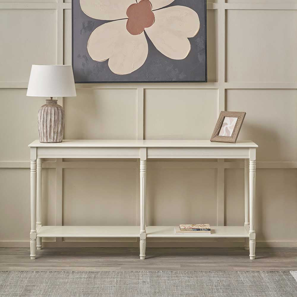 Pacific Heritage Elizabeth White Pine Wood Large Console Table