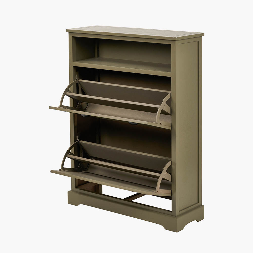 Pacific Croft Olive Pine Wood Shoe Storage Unit