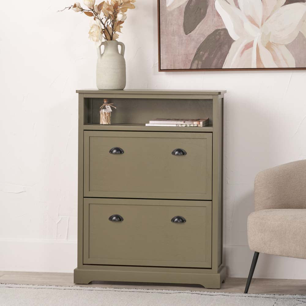 Pacific Croft Olive Pine Wood Shoe Storage Unit