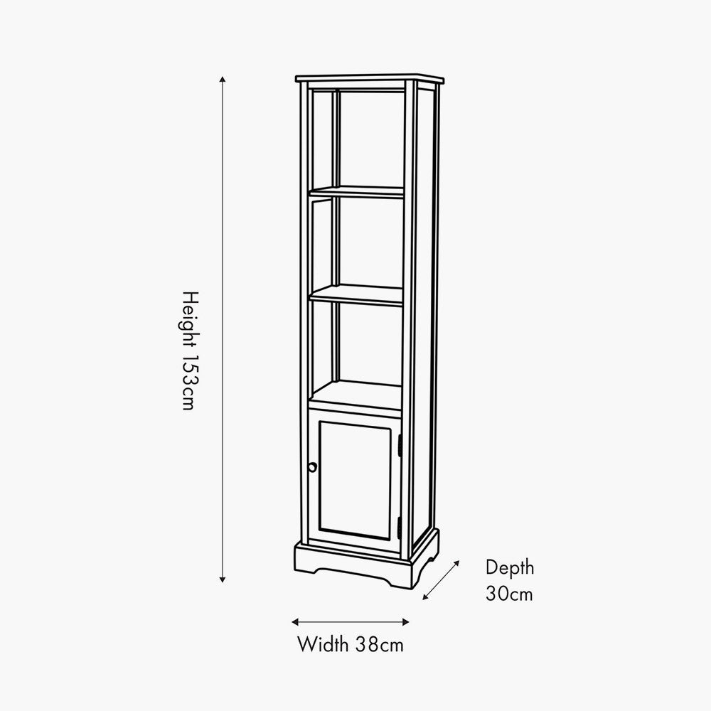 Pacific Croft Olive Pine Wood Slim 1 Door 3 Shelf Unit