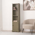 Pacific Croft Olive Pine Wood Slim 1 Door 3 Shelf Unit