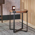 Pacific Vermont Clear Glass and Light Walnut Wood Veneer Side Table