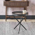Pacific Elwood Clear Glass and Black Fir Wood Effect Side Table