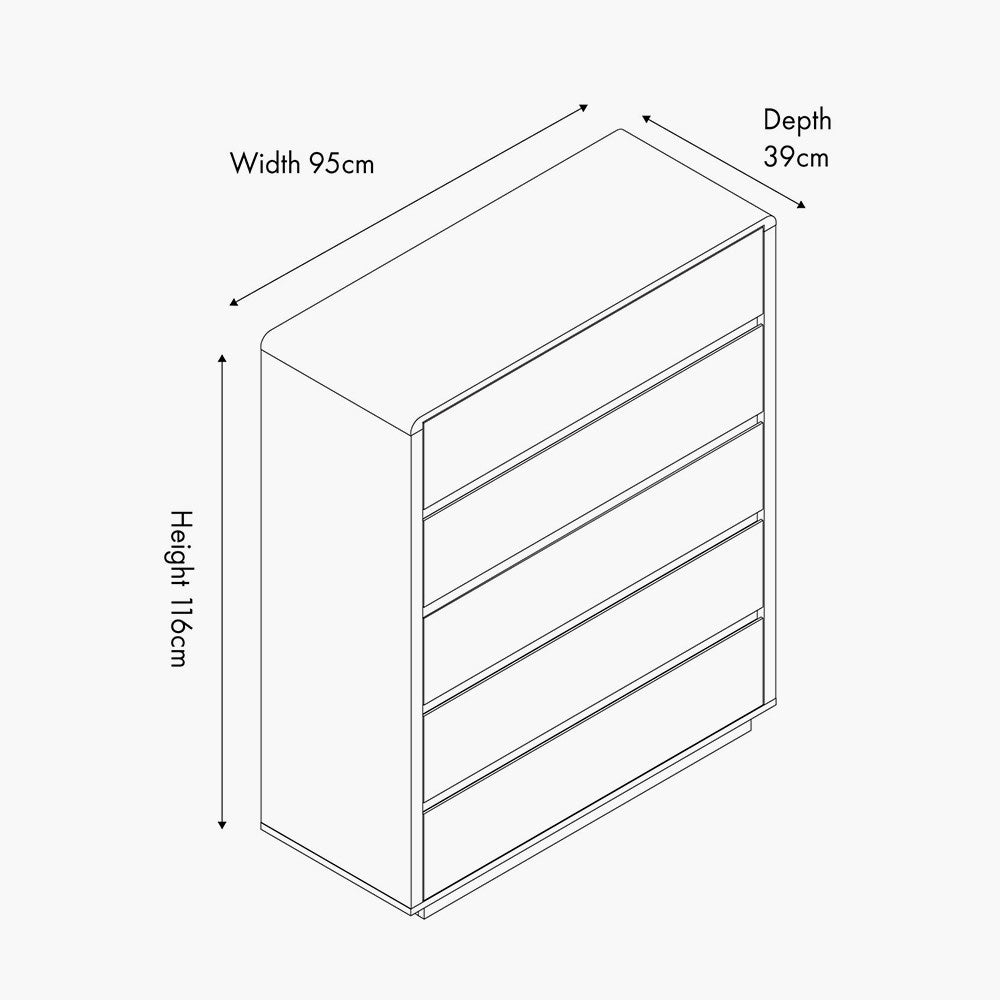 Pacific Eversley Oak Effect Veneer 5 Drawer Unit