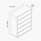 Pacific Eversley Oak Effect Veneer 5 Drawer Unit