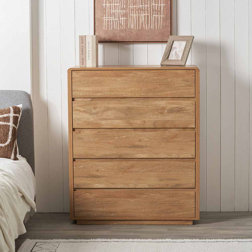 Pacific Eversley Oak Effect Veneer 5 Drawer Unit