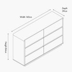 Pacific Eversley Oak Effect Veneer 6 Drawer Unit