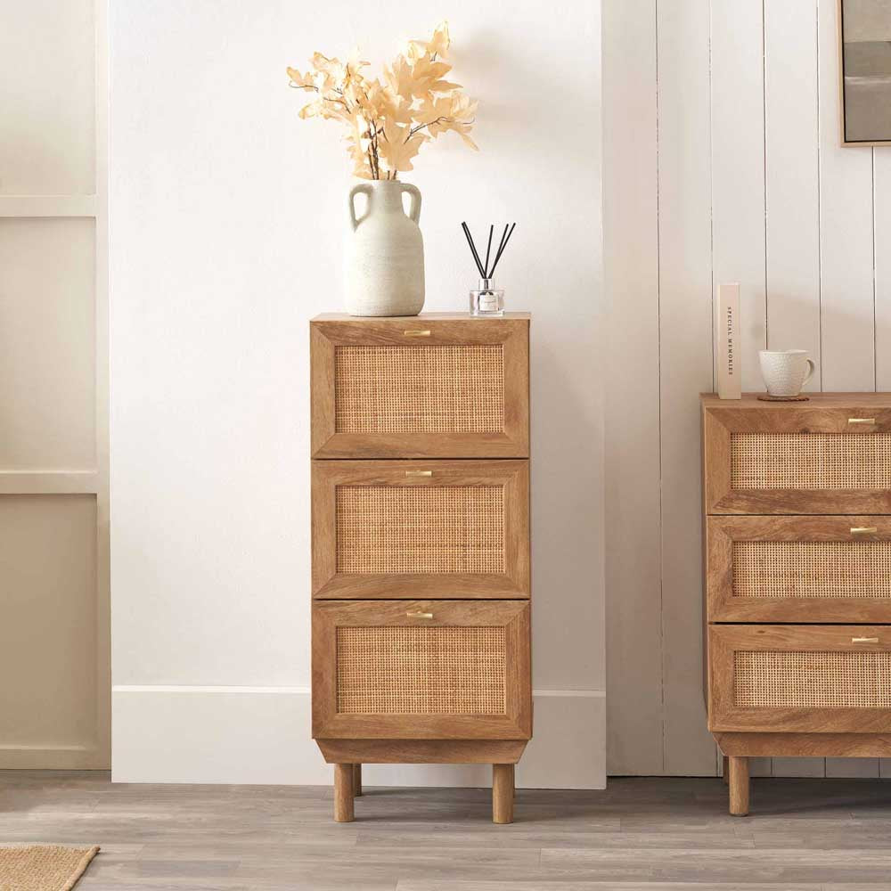 Pacific Henrik Natural Rattan 3 Drawer Tall Unit