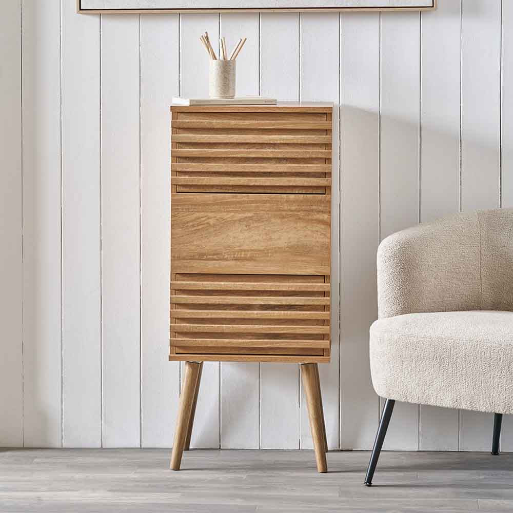 Pacific Larvik Natural Eucalyptus Wood 3 Drawer Tall Unit