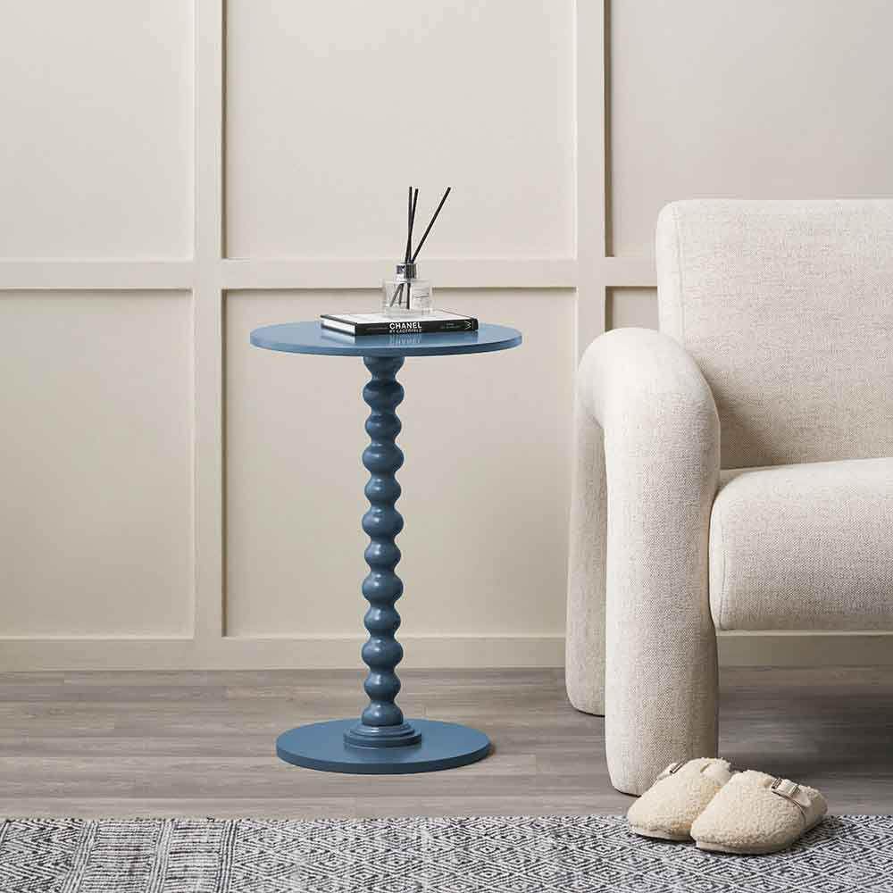 Pacific Margot Navy Wood Bobble Side Table