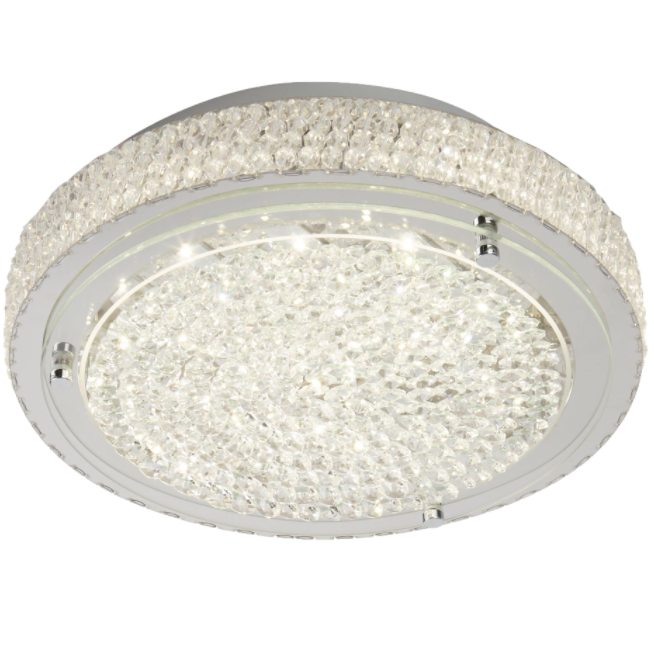Chrome and Glass with Crystal decorative centre Semi-Flush Fitting
