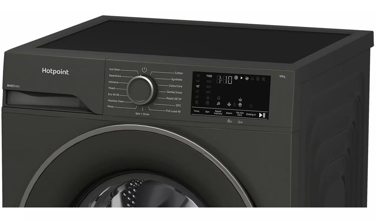 Hotpoint H101GANTISTAIN 10kg 1400 Spin Washing Machine with PetHairCare - Graphite