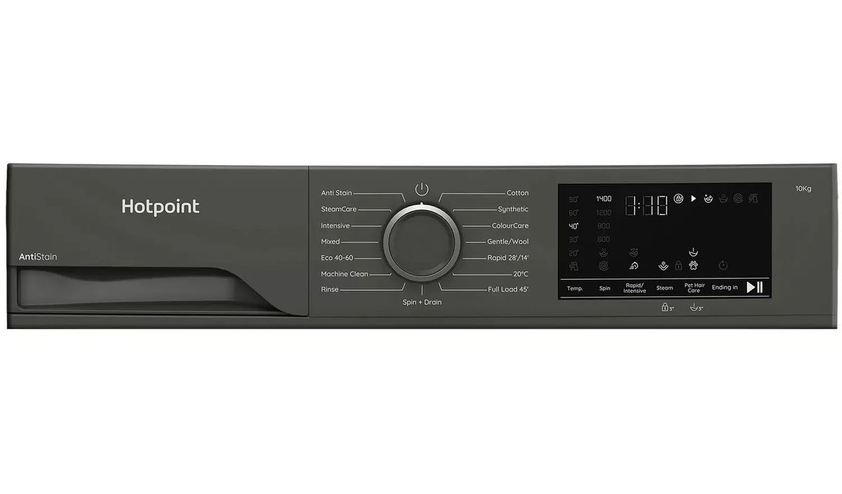 Hotpoint H101GANTISTAIN 10kg 1400 Spin Washing Machine with PetHairCare - Graphite