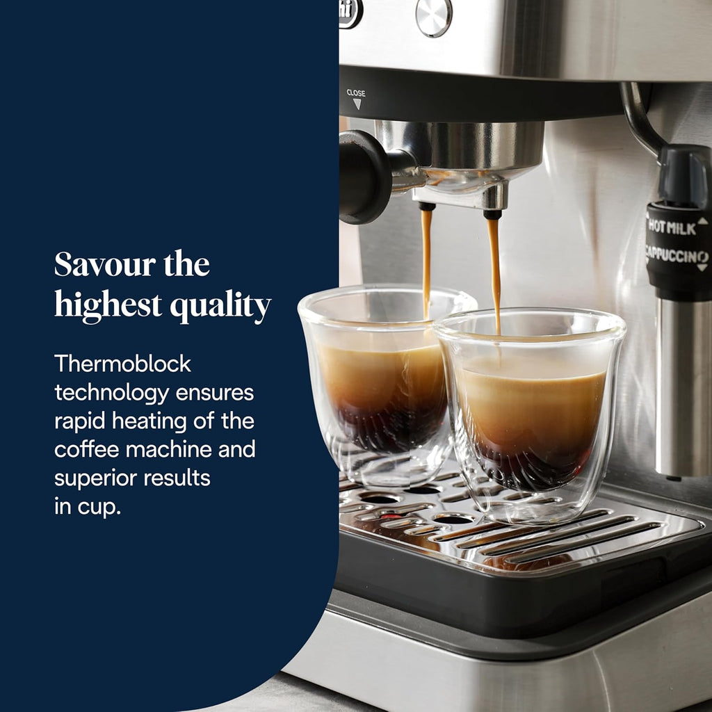Delonghi EM450M Classic Manual Coffee Machine-Stainless Steel/Metal