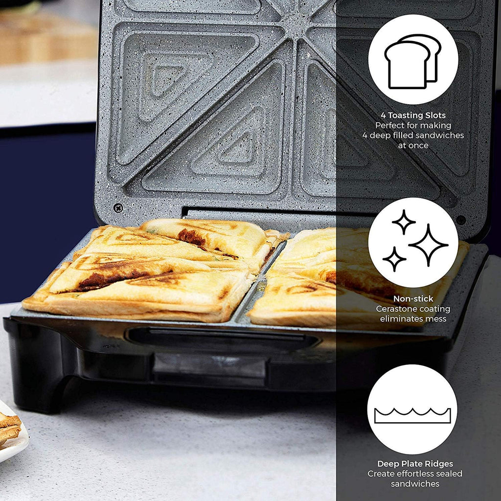 Tower T27021 1600W 4 Slice Deep Fill Sandwich Maker - Black