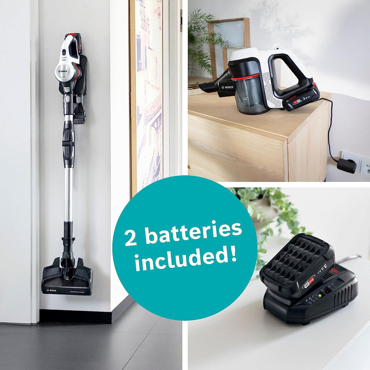 Bosch Unlimited 7 BCS712GBKIT Cordless Vacuum Cleaner PLUS Battery - 80 minutes Run Time - White &amp; Black