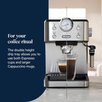 Delonghi EM450M Classic Manual Coffee Machine-Stainless Steel/Metal