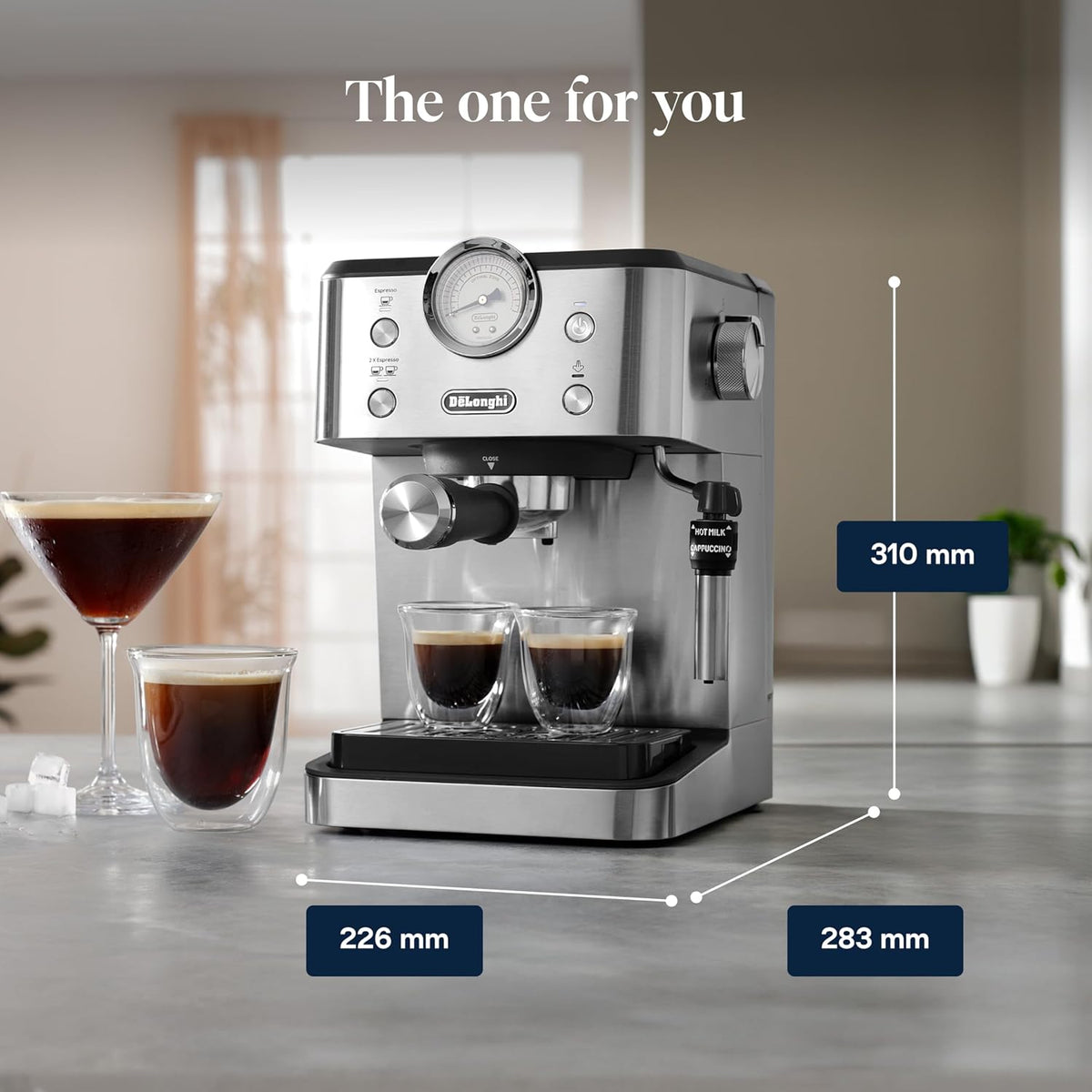 Delonghi EM450M Classic Manual Coffee Machine-Stainless Steel/Metal