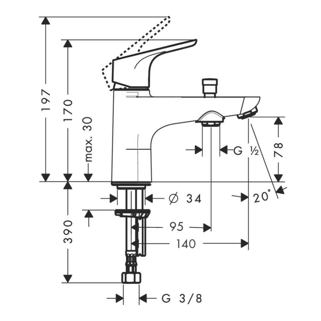 Hansgrohe Focus Monotrou Bath Shower Mixer Kit