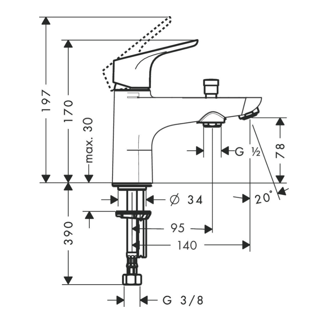 Hansgrohe Focus Monotrou Bath Shower Mixer Kit
