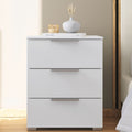 Rauch Aldono 3 Drawer Bedside Table - Alpine White With Aluminium Handles